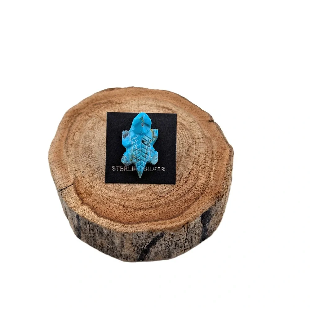 Navajo Kingman Turquoise Horned Lizard Tie Tac Hand Carved‎ Chris McCabe **